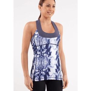 Lululemon size 4 scoop neck racer back tank top deep indigo ink blot